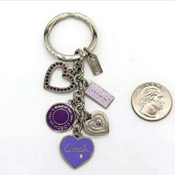 ❤NWOT COACH Triple Heart Key Chain and Purse Charm - Picture 2 of 3